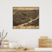 1881 Sherbrooke, Quebec Bird's Eyeパノラママップ ポスター (キッチン)