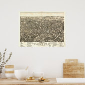 1882アクロンOH鳥瞰図パノラママップ ポスター (キッチン)