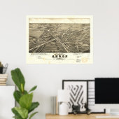 1882アクロンOH鳥瞰図パノラママップ ポスター (ホームオフィス)
