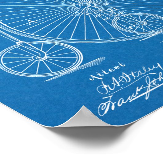 1882ハイホイーラー自転車デザイン特許プリント ポスター (角)