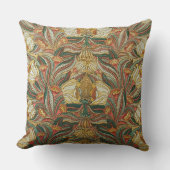 1882ヴィンテージ大きな花と離れゴールデングリーン クッション (正面)