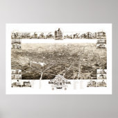 1882年マサチューセッツ州ブロクトンの地図 ポスター (正面)