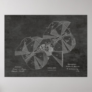 1882機飛んでいる機航空機特許スケッチプリント ポスター