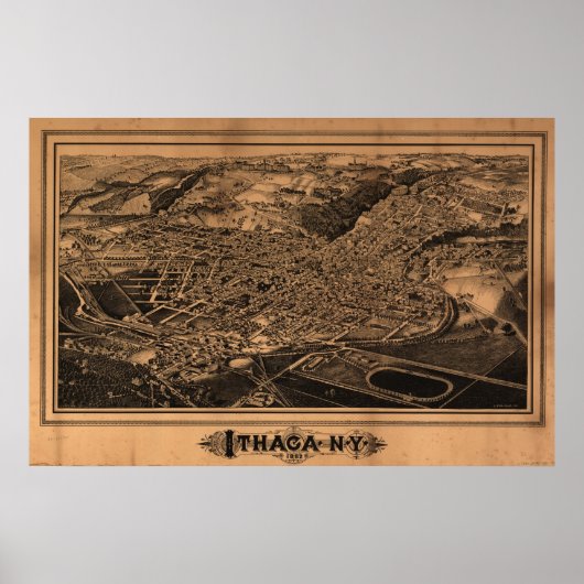 1882 Ithaca, NY Bird's-eye viewパノラママップ ポスター (正面)