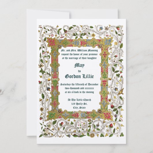 1883エレガント年ビクトリアン中世スタイル結婚時代 招待状 (正面)