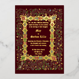 1883エレガント年ビクトリアン中世スタイル結婚時代 箔招待状