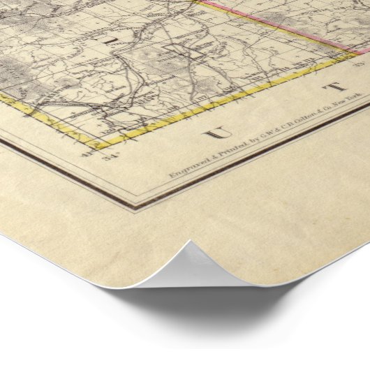 1883ワイオミングの地図 ポスター (角)