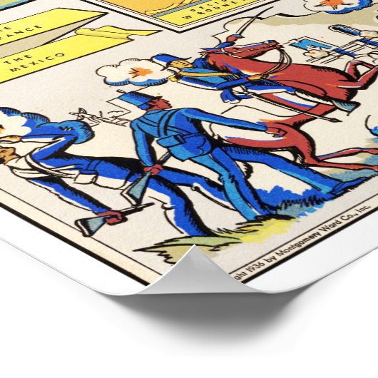 1883年の100周年博覧会のテキサス州の地図 ポスター (角)