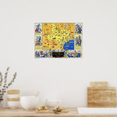 1883年の100周年博覧会のテキサス州の地図 ポスター (キッチン)