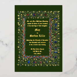 1883年ビクトリアン中世スタイル結婚時代 箔招待状