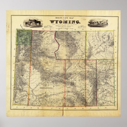 1883 Holt's New Map of Wyoming by Frank Bond ポスター (正面)