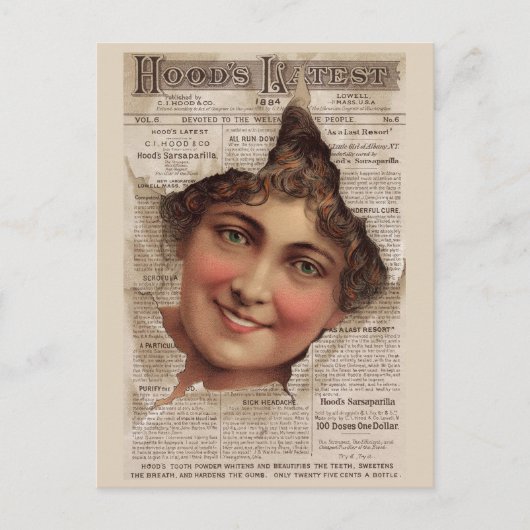 1884ボンネットの歯粉トレードカード ポストカード (正面)