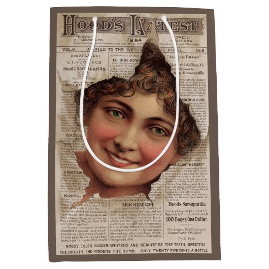 1884ボンネットの歯粉トレードカード ミディアムペーパーバッグ (正面)