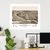 1884年からのフランクリンNHのヴィンテージ地図 ポスター (ホームオフィス)