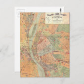 1884年のブダペストの地図 ポストカード (正面/裏面)