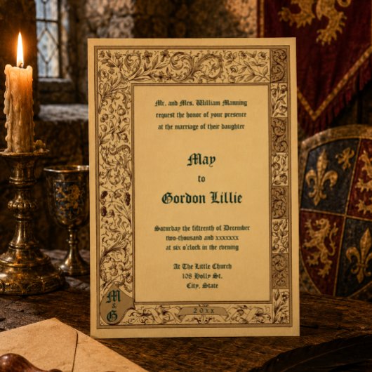 1884年中世風イルミネーション結婚式 招待状