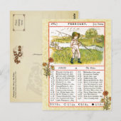 1884年2月アルマナック。魚の魚座 ポストカード (正面/裏面)