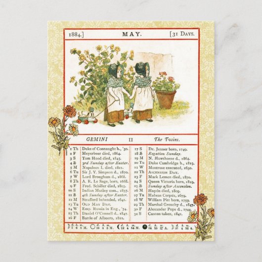 1884年5月アルマナック。双生児ジェミニ ポストカード (正面)
