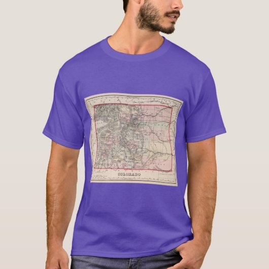 1884年 コロラド州 ヴィンテージ地図 Tシャツ (正面)
