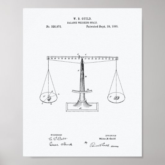 1885はかりで測年のパテントアート – ホワイト紙 ポスター (正面)