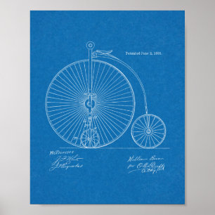 1885ハイホイーラー自転車デザイン特許プリント ポスター