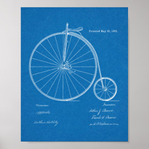1885ハイホイーラー自転車デザイン特許プリント ポスター