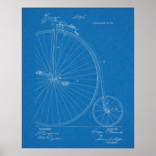 1885ハイホイーラー自転車デザイン特許プリント ポスター