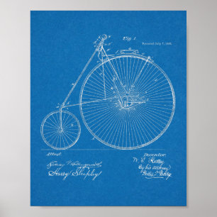1885ハイホイーラー自転車デザイン特許プリント ポスター
