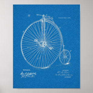 1885ハイホイーラー自転車デザイン特許プリント ポスター