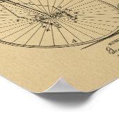 1885ハイホイーラー自転車デザイン特許プリント ポスター (角)