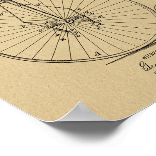 1885ハイホイーラー自転車デザイン特許プリント ポスター (角)