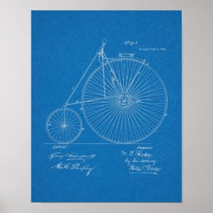 1885ハイホイーラー自転車デザイン特許プリント ポスター