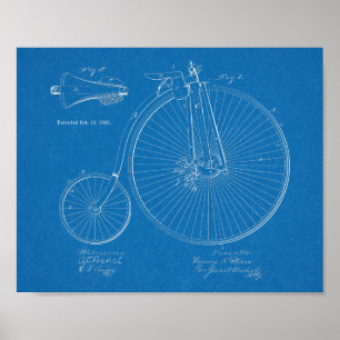 1885ハイホイーラー自転車デザイン特許プリント ポスター