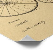 1885ヴィンテージハイホイーラー自転車特許プリント ポスター (角)