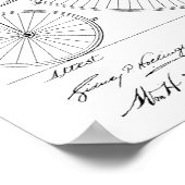 1885ヴィンテージハイホイーラー自転車特許プリント ポスター (角)