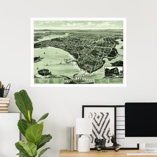 1885年からアメリカ合衆国アワーハムのベイグローブを始めた地図 ポスター (ホームオフィス)