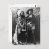 1885年の座る牛とバッファロービルポートレート ポストカード (正面/裏面)