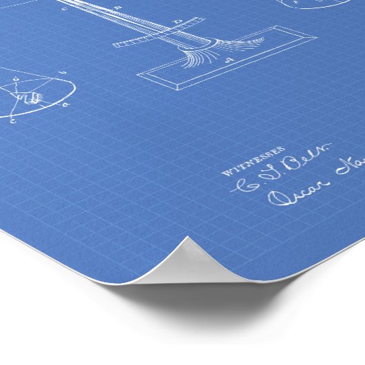 1885年はかりで測特許芸術の正義 – 青写真 ポスター (角)