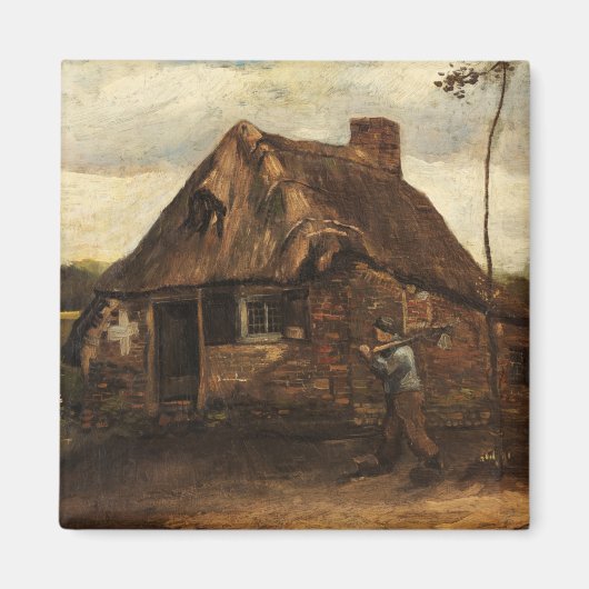 1885年バ来ン・ゴッホによる農夫の家とのコテージ マグネット (正面)