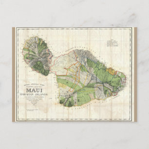 1885 De Witt Alexander Map of Maui,ハワイ ポストカード