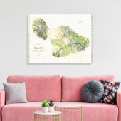 1885 De Witt Alexander Wall Map of Maui，ハワイ キャンバスプリント (インサイチュ (リビング))