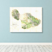 1885 De Witt Alexander Wall Map of Maui，ハワイ キャンバスプリント (インサイチュ (ウッドフロア))
