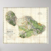 1885 De Witt Alexander Wall Map of Maui，ハワイ ポスター (正面)