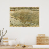 1885 Galveston, TXバードアイビューパノラママップ ポスター (キッチン)