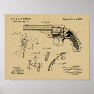 1885 Wesson Gun Patent Art Drawing Print ポスター