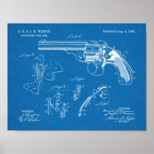 1885 Wesson Gun Patent Art Drawing Print ポスター
