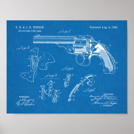 1885 Wesson Gun Patent Art Drawing Print ポスター (正面)