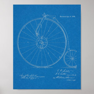 1886ハイホイーラー自転車デザイン特許プリント ポスター