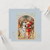 1886ミスタントーの下の中世コスチュームのカップル カード (正面/裏面インサイチュ)