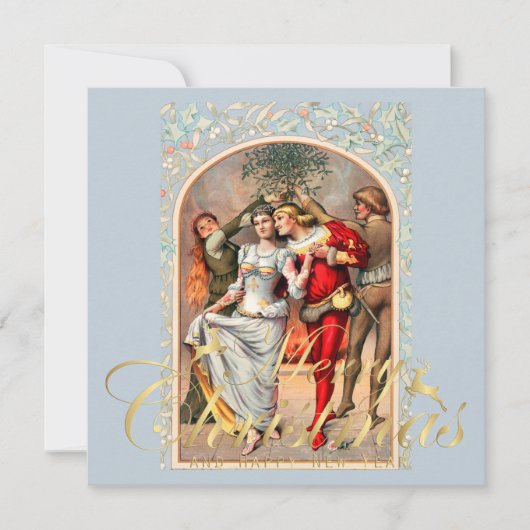 1886ミスタントーの下の中世コスチュームのカップル カード (正面)
